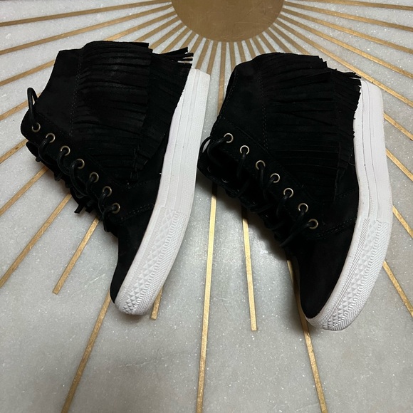 Not Rated Black, Size 7.5, Fringe Wedge Sneaker - Picture 3 of 10
